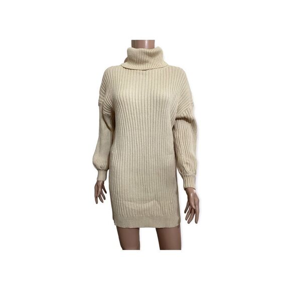 Softly Structured Ribbed Turtleneck Tunic Sweater Size: XS - Picture 1 of 6